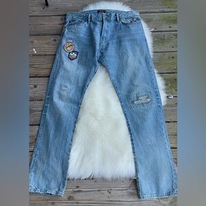 Polo by Ralph Lauren Light Blue Straight Jeans with Patch Accents